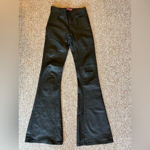 Edikted Luna Black Faux Leather Flare Jeans